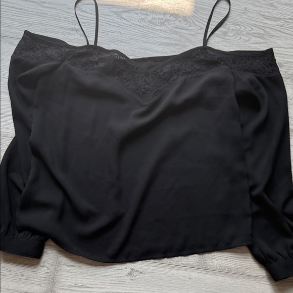 Express Black off the shoulder top with Lace Detail - Picture 1 of 3